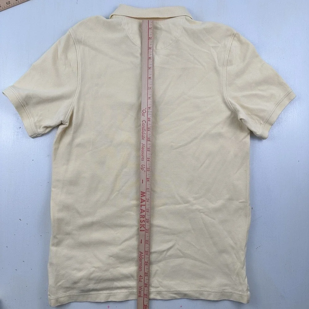 VTG 90s J Crew Oarsman Polo Shirt Mens Medium Tall MT Yellow Cotton Knit Pique